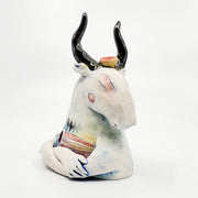 Minotaur - ceramic sculpture of cone 6 stoneware finished with glazes and underglazes. 15cm high.