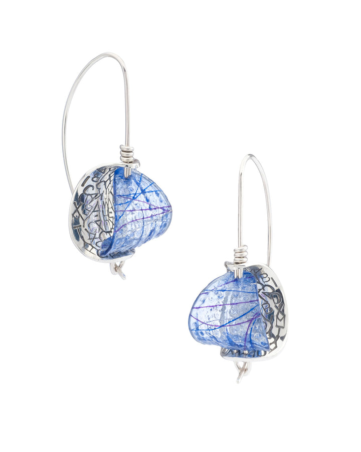 Retroflex, small.  Earrings in various colours of hand-dyed resin with sterling silver.