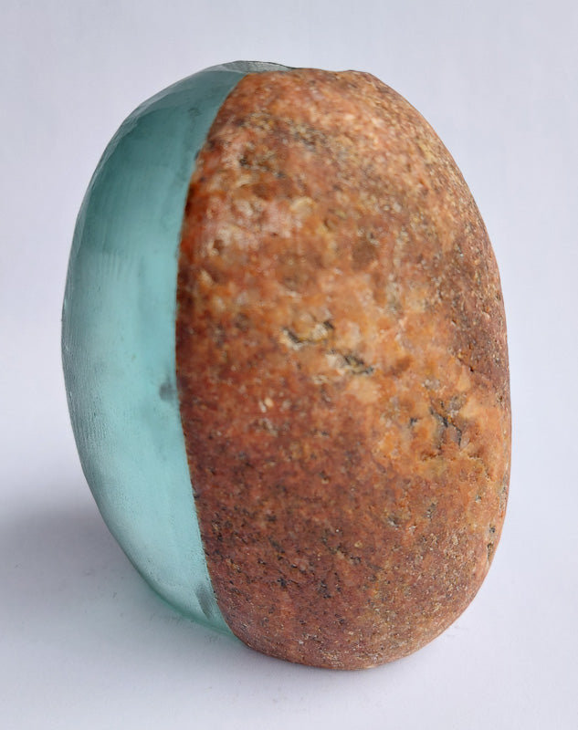 Stone and Glass Vase   Fused rock and recycled plate glass.  3.5 w x 4.25 h x 3 d inches