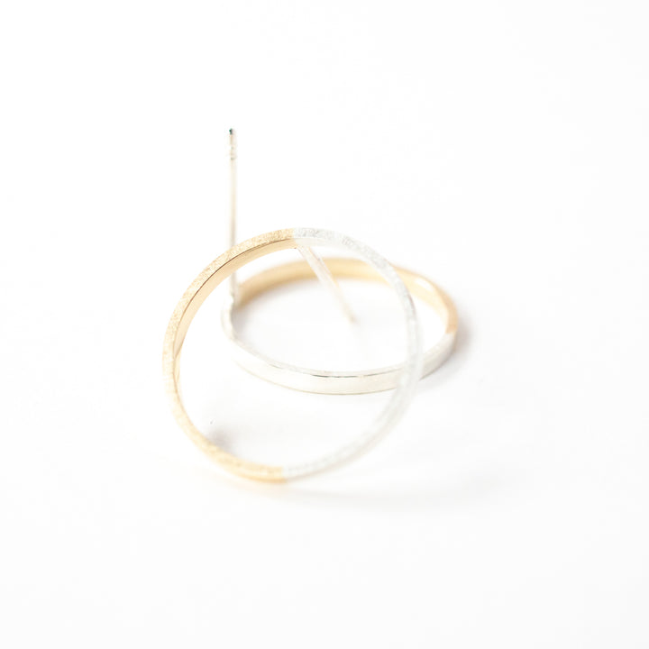 Small circle gold and silver earrings