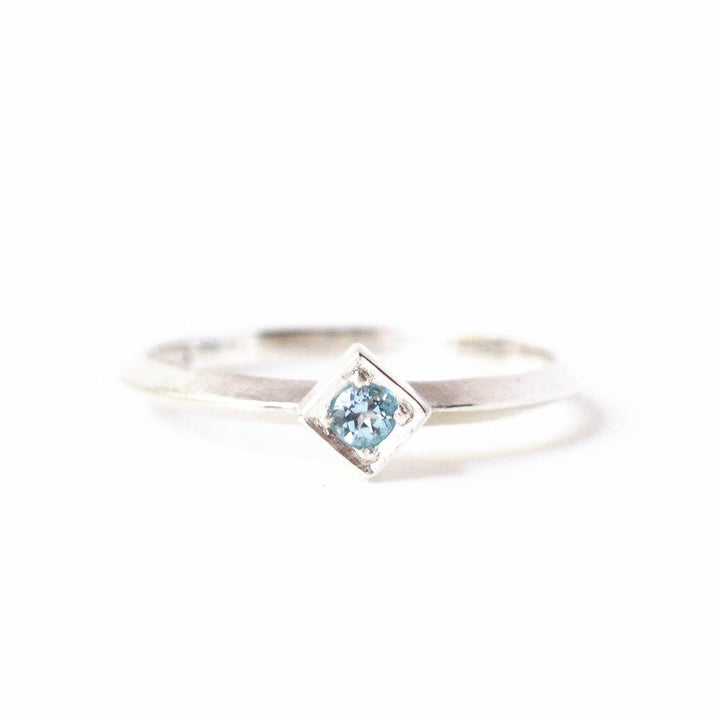 Cube Ring in sterling silver and sky blue topaz - perfect for stacking!  Size 7.5
