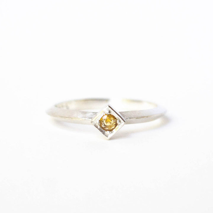 Cube Ring in sterling silver and citrine  Size 9.5