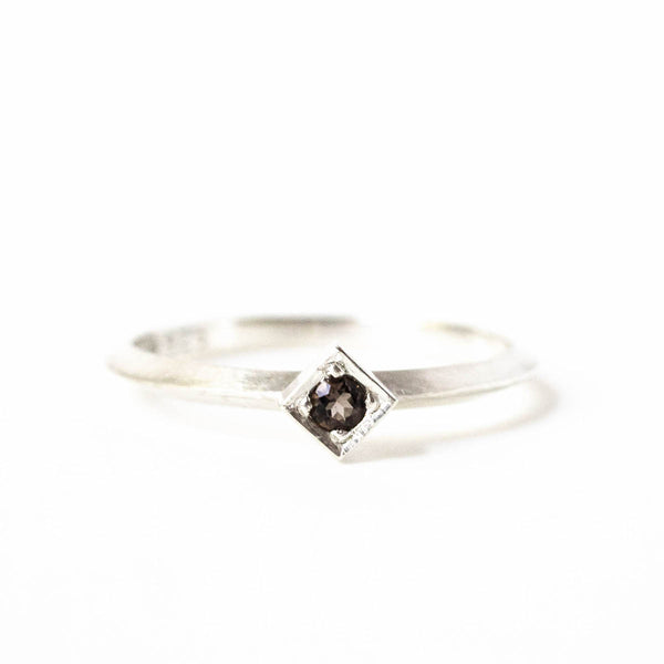 Cube Ring in sterling silver and smokey quartz  Size 8.5