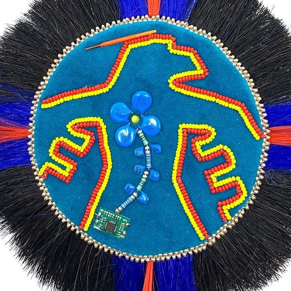 Thunderbird in the Digital Age - Two Concepts of Power (2022)Thunderbird in the Digital Age - Two Concepts of Power (2022), mixed media neckpiece.