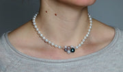 Blush necklace in sterling silver and multicolour freshwater pearls