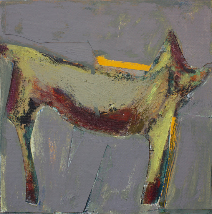 Canine #2, 2021. Oil collage on panel, 8x 8".