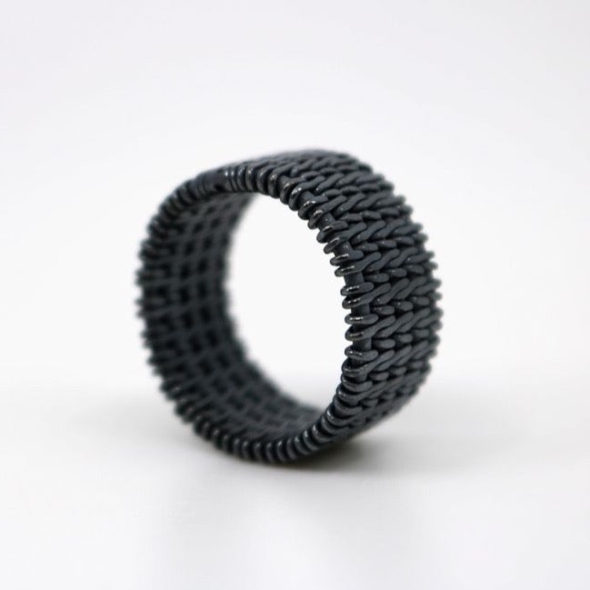 woven oxidized silver ring