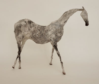 Creagan IV - 2022. Mixed-media sculpture of a horse made from paper and metal.