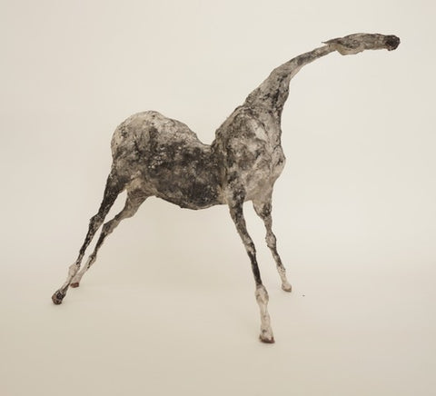 Creagan I - 2022. Mixed-media sculpture of a horse made from paper and metal.