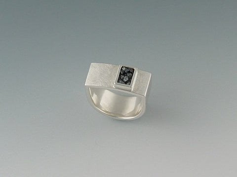 Sterling silver ring with iron ore