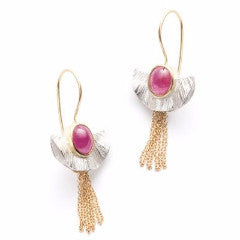 Gold and pink sapphire earrings in fine silver and 18k gold, by Gustavo Estrada