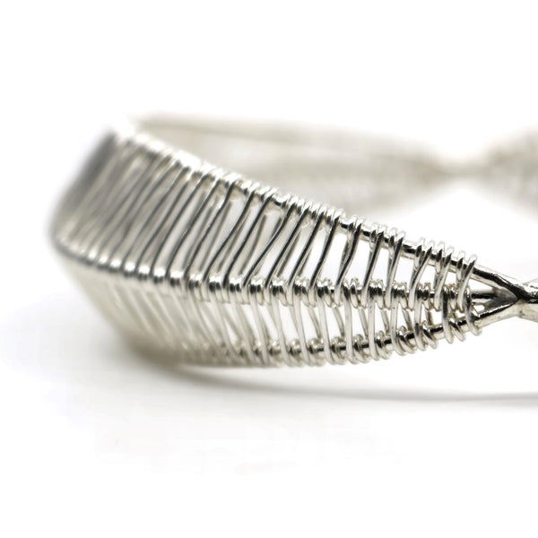 Bilateral no. 2 bangle, hand-woven in sterling silver. 