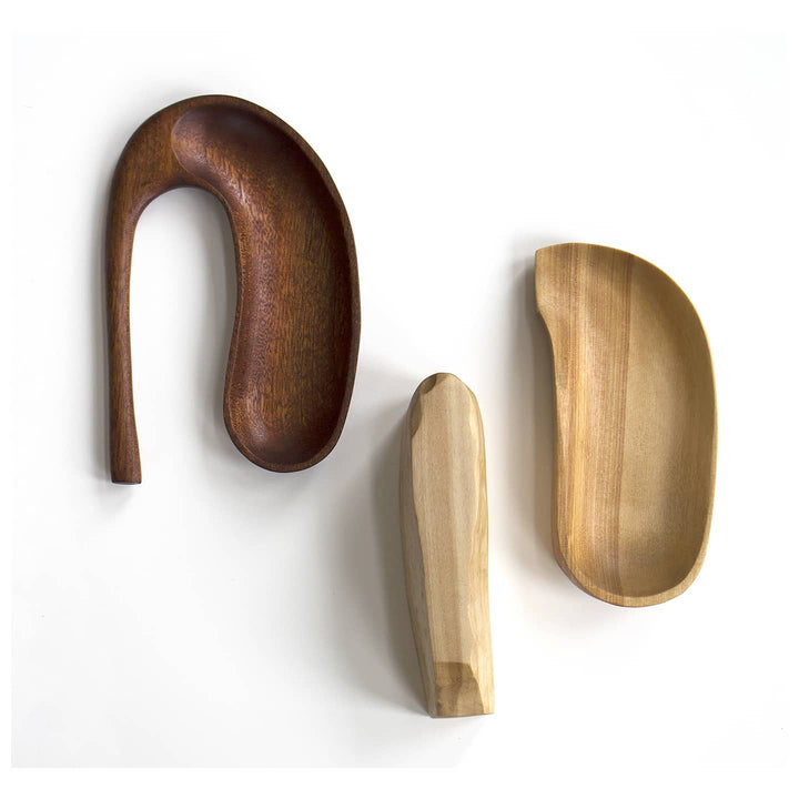 Cherrywood dish with nesting sapele spoon and cottonwood cliff. Finished with linseed oil.