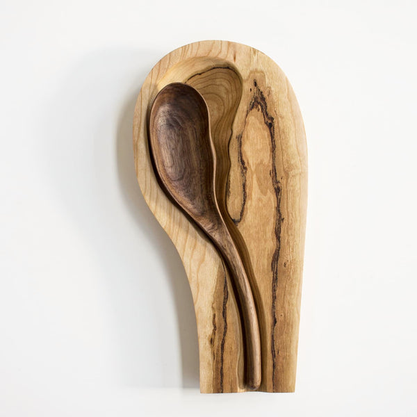 Cherrywood dish with walnut nesting spoon. Finished with linseed oil.