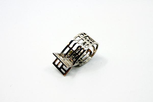 Gothic Ave., map ring, hand cut sterling silver.  Size 8, 1.5 cm