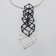 5 cube pendant (black nylon cubes with one sterling silver) on omega chain.