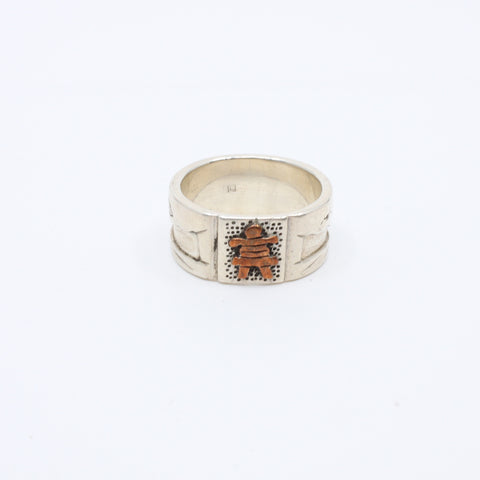 Inuksuk Lanscape, Sterling silver and copper ring