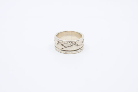 Inuksuk Lanscape, Sterling silver and copper ring
