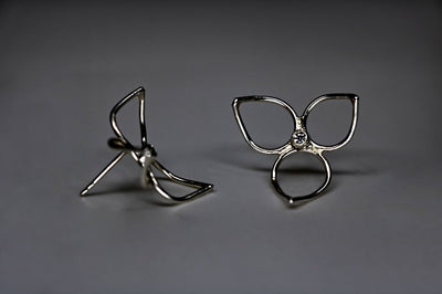 Trillium silver stud earrings with cubic zirconia