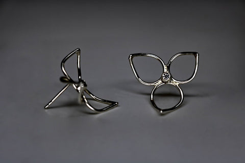 Trillium silver stud earrings with cubic zirconia