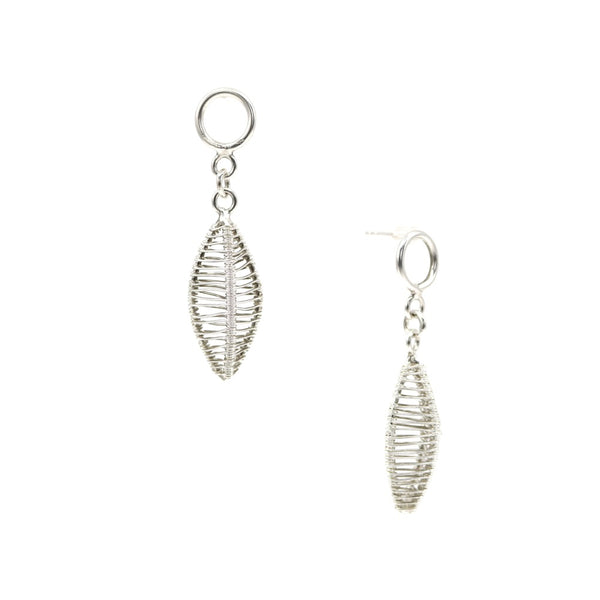 Petal earrings made from woven sterling silver.