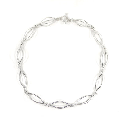 Framed necklace with a high polish sterling silver.