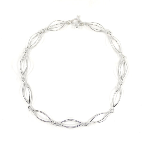 Framed necklace with a high polish sterling silver.