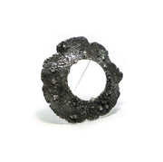 Sample-Collection Drill Hole Brooch in sterling silver, 14K yellow gold and stainless steel.