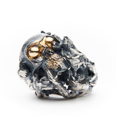 Le Jardin: One-of-a-kind ring in sterling silver and 14k yellow gold. 