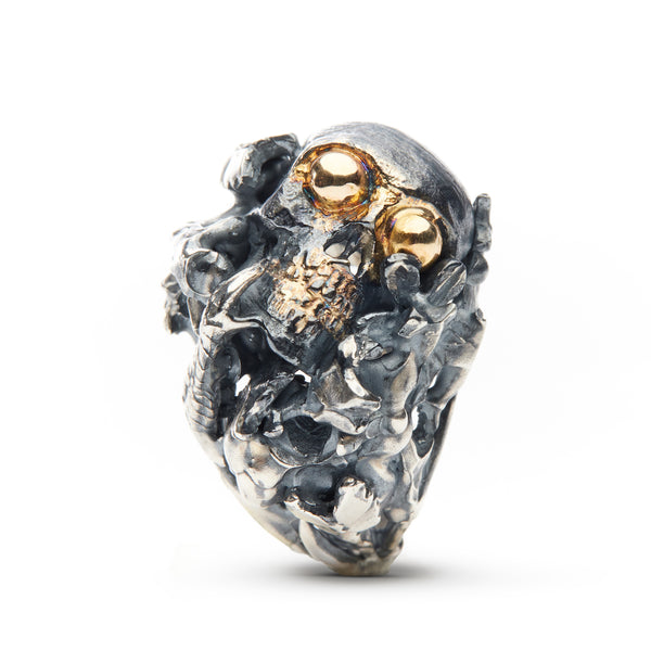 Le Jardin: One-of-a-kind ring in sterling silver and 14k yellow gold. 