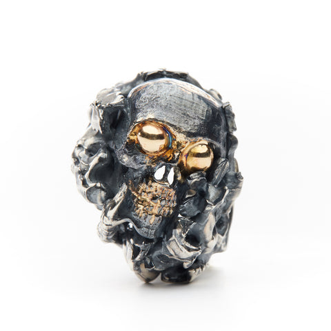 Le Jardin: One-of-a-kind ring in sterling silver and 14k yellow gold. 