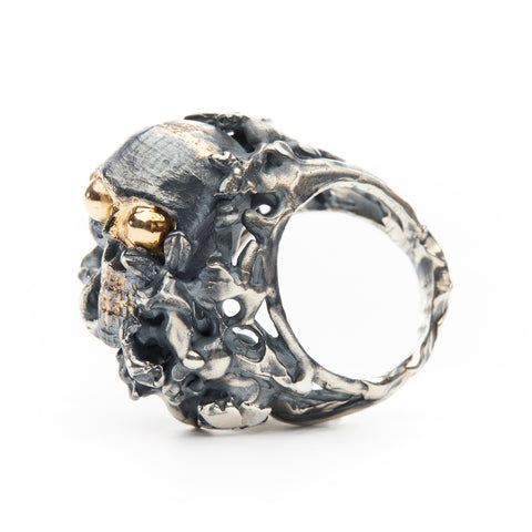 Le Jardin: One-of-a-kind ring in sterling silver and 14k yellow gold. 