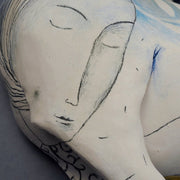 Two But Not Two III, 2020, handbuilt ceramic wall sculpture, 11 x 12 x 3 inches Multi-fired stoneware finished with underglazes and glazes.