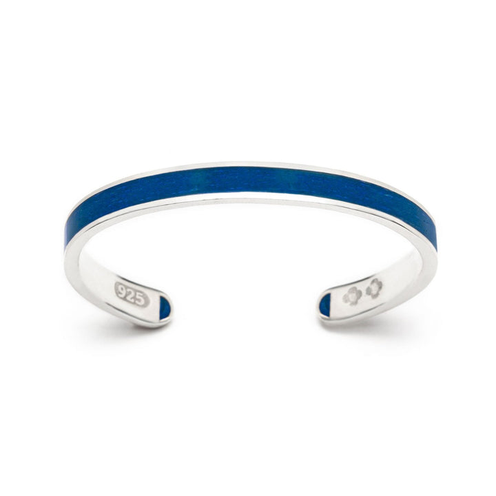 Silver and blue cuff bracelet