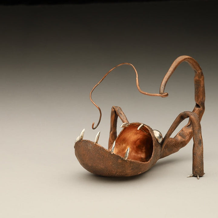 Artist: Rayce Min Title: Cigarette Monster Object: ashtray Materials: Copper, silver Dimensions: 17 x 13 x 12 cm Date: March 2022