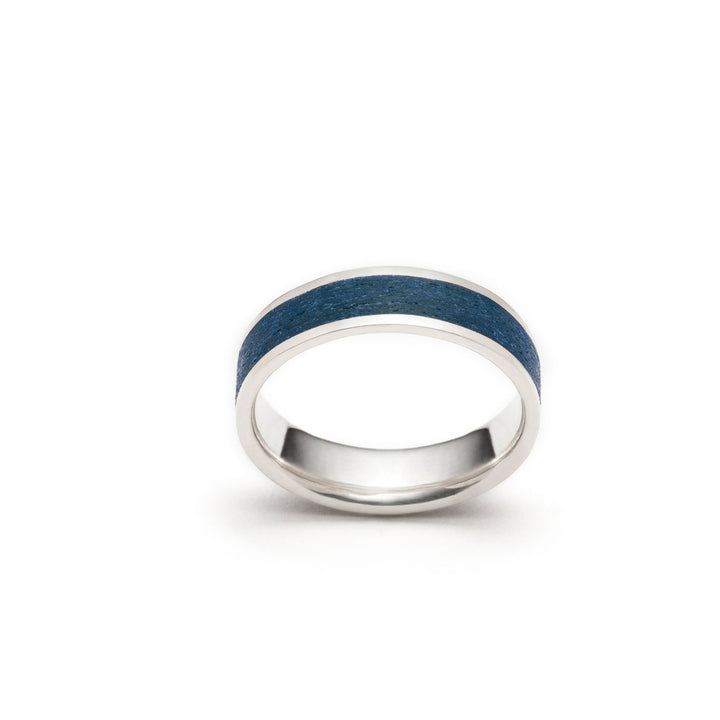 Silver and blue ring