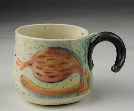 Colourful ceramic glaze mug in black