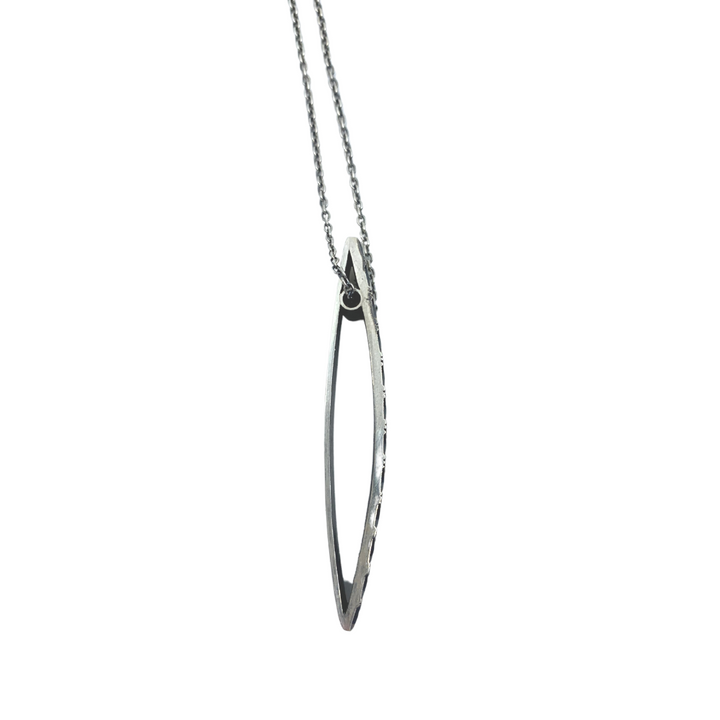 Hand stamped sterling silver necklace.  5 x 1 x 1cm on a 18" chain.