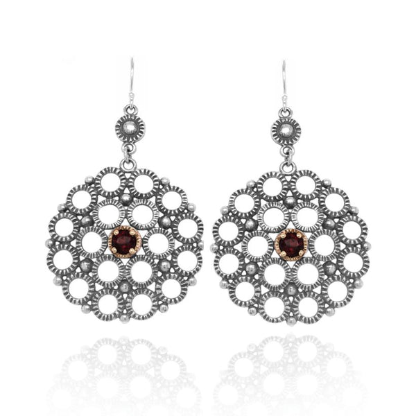 Red Garnet Medieval Lace Earring. 