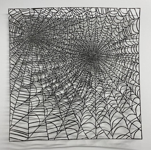 Pattern 3 (two spider webs), 2022. Wall sculpture made from plasma-cut steel.