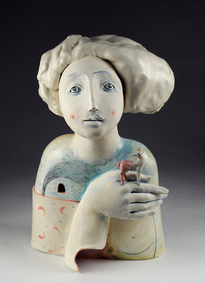 Rare Moment - ceramic sculpture of cone 6 stoneware finished with glazes and underglazes. 