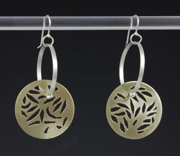 Pierced Brass with Hoops Earrings by Sandra Noble Goss