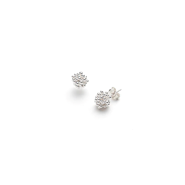 Brilliant fine silver on sterling stud earrings from the ShikShok series.