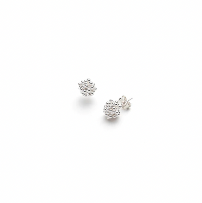 Brilliant fine silver on sterling stud earrings from the ShikShok series.