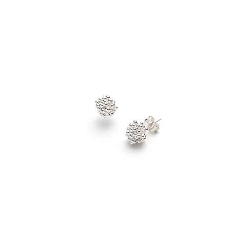 Brilliant fine silver on sterling stud earrings from the ShikShok series.