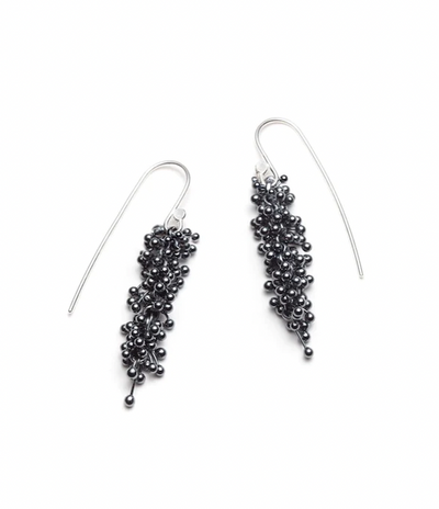 Oxidized sterling silver drop earrings from the ShikShok series.