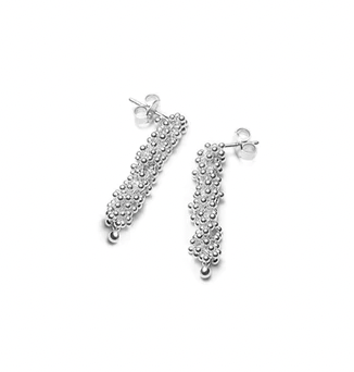 One inch sterling and fine silver drop stud earrings from the ShikShok Series. The form starts right from the earlobe so no attachment hook or post is visible - elegant!