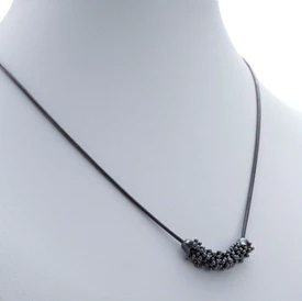 Oxidized sterling silver necklace from the ShikShok Series on a variable chain length of 16-18". 