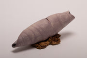Small shell 1 - porcelain textured shell sculpture in a light purple shade  22l x 7.5h x 6d cm