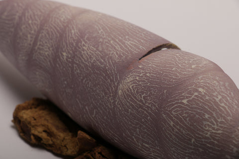 Small shell 1 - porcelain textured shell sculpture in a light purple shade  22l x 7.5h x 6d cm